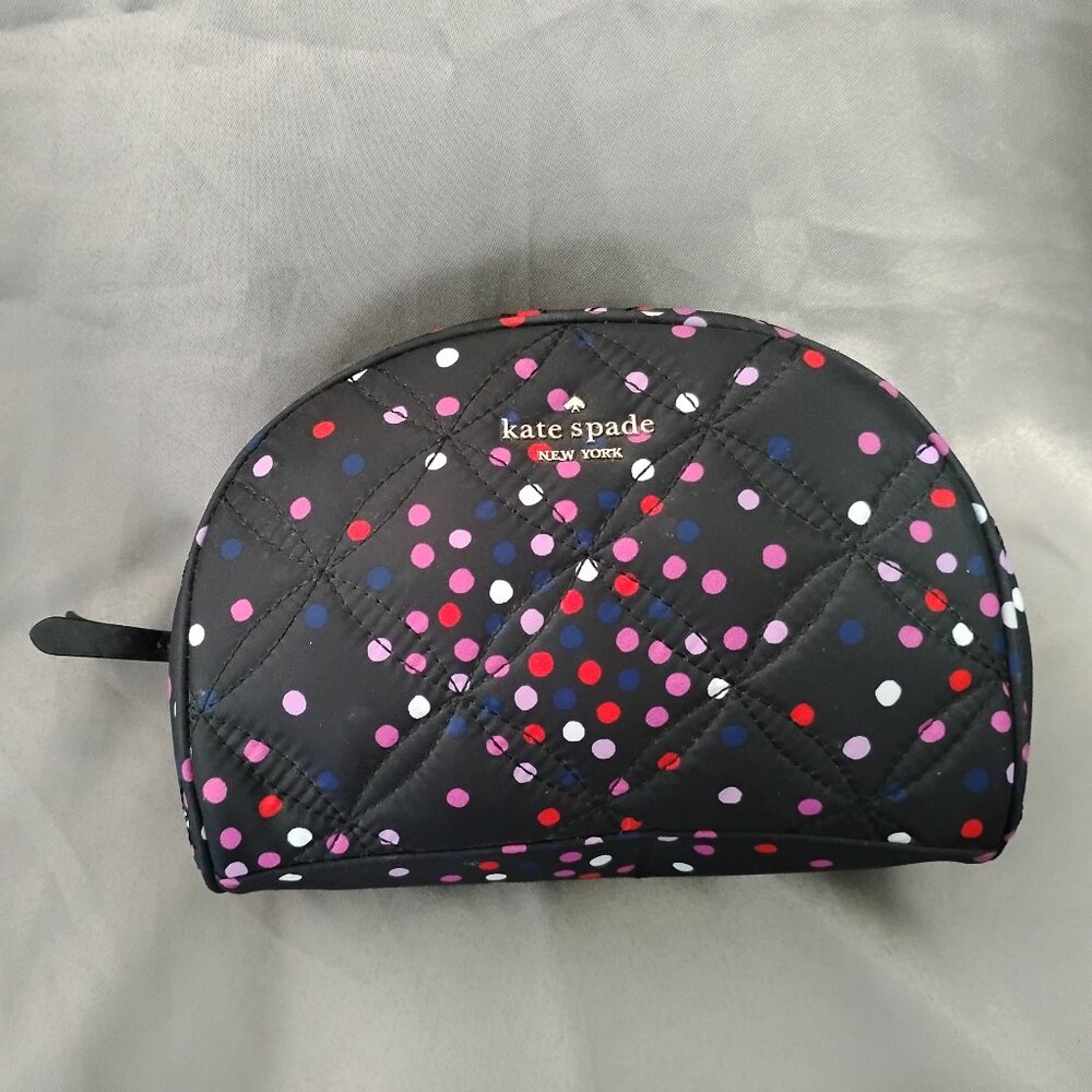 ❤️NWOT KATE SPADE Jae Quilted Festive Confetti Dome Cosmetic Case Pouch